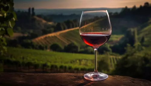 clanki/sunset-celebration-drinking-cabernet-sauvignon-vineyard-rural-scene-generated-by-ai
